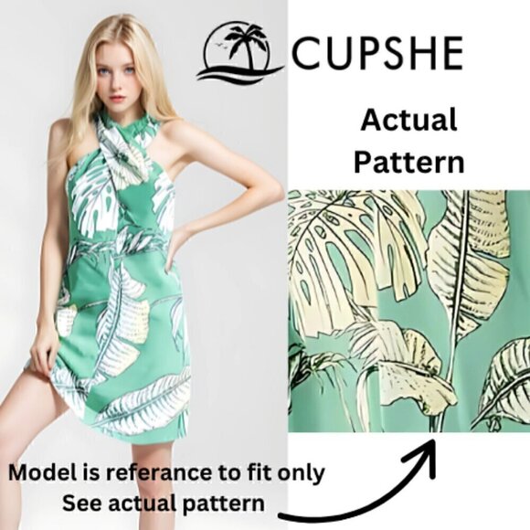 86.🆕Cupshe Quiet Waters Floral Mini Crisscross Halter Dress Size Medium NWT - Picture 1 of 2